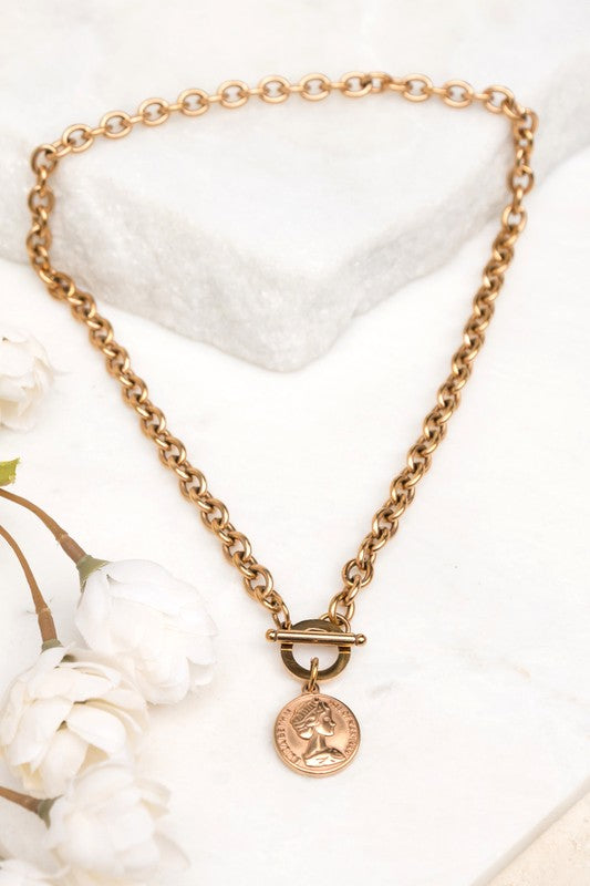 Coin Accent Chain Necklace