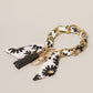 Floral Print Fabric w Chain Bracelet Keychain