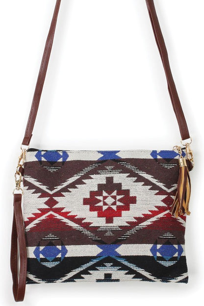 Aztec Patterned Clutch Crossbody Bag