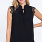 Lace Slv China Colllar Woven Top