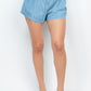 Button-front Denim Top And Shorts Set